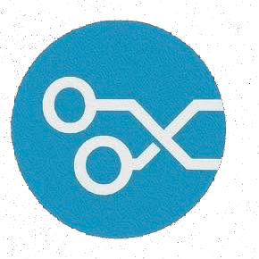 Lux-smart electrics logo, blue circuit icon